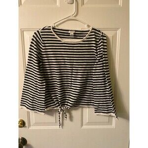 J. Crew Striped Flare Sleeve tie front sweater size small